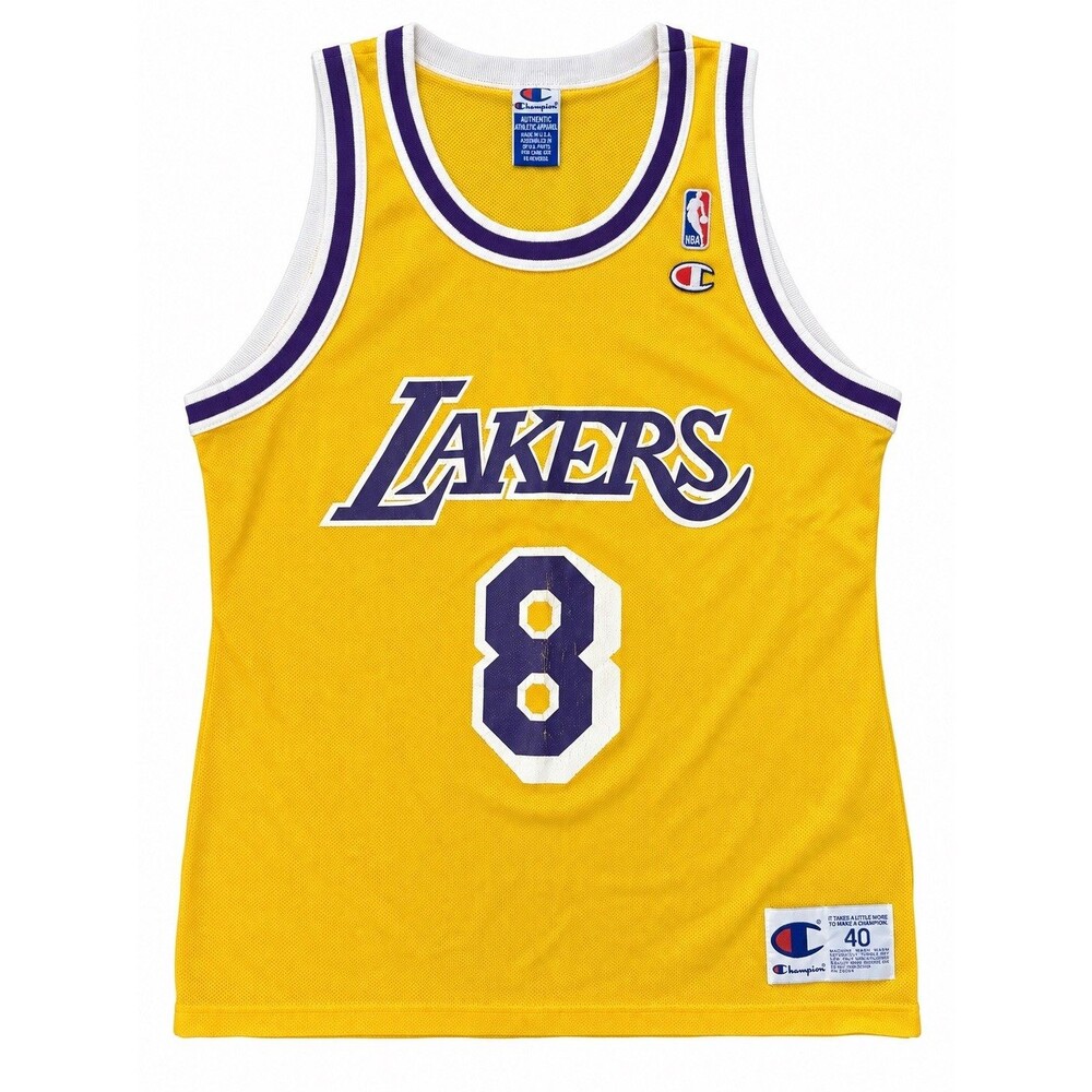 Vintage Champion Kobe Bryant #8 Jersey Mens Size 40 Gold Los Angeles Lakers 90’s